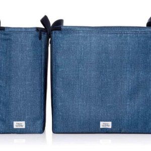 Thirty-One 31 Double Chill Thermal Set in Blue Crosshatch Lunch Bags Picnic Bags